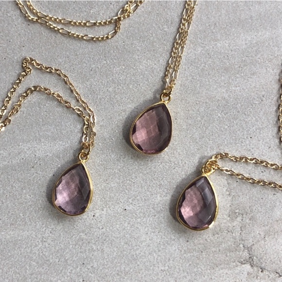 Morganite Gemstone 18k Gold Teardrop Necklace - Picture 3 of 7